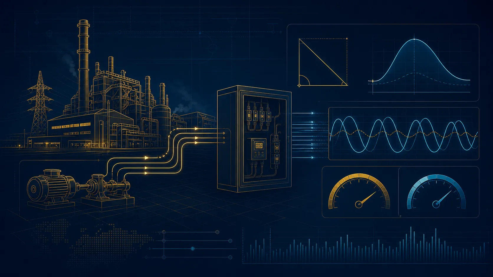 Illustrated industrial energy-flow, demand and waveform analysis